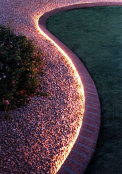 Rope Lights in Concrete Landscape Curbing